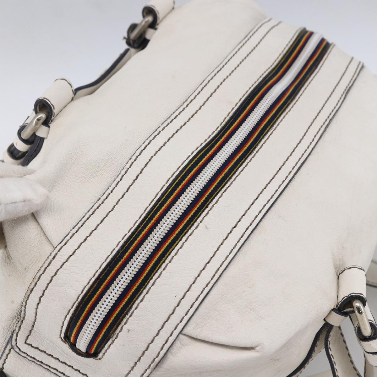 Chloe Hand Bag Leather White Silver Auth bs33592