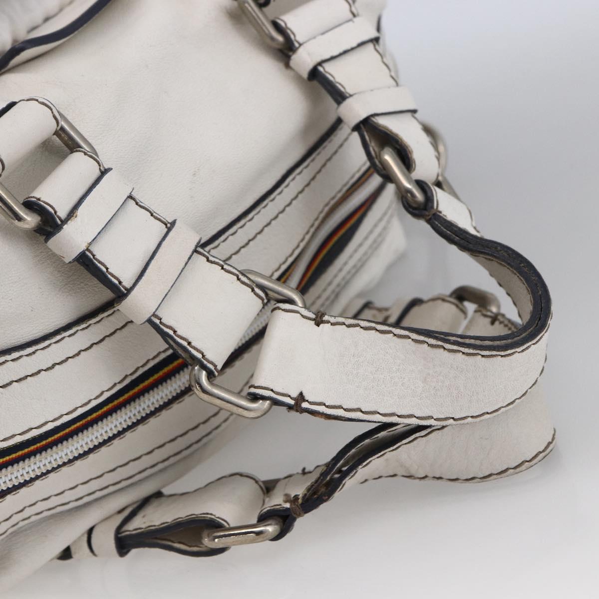 Chloe Hand Bag Leather White Silver Auth bs33592