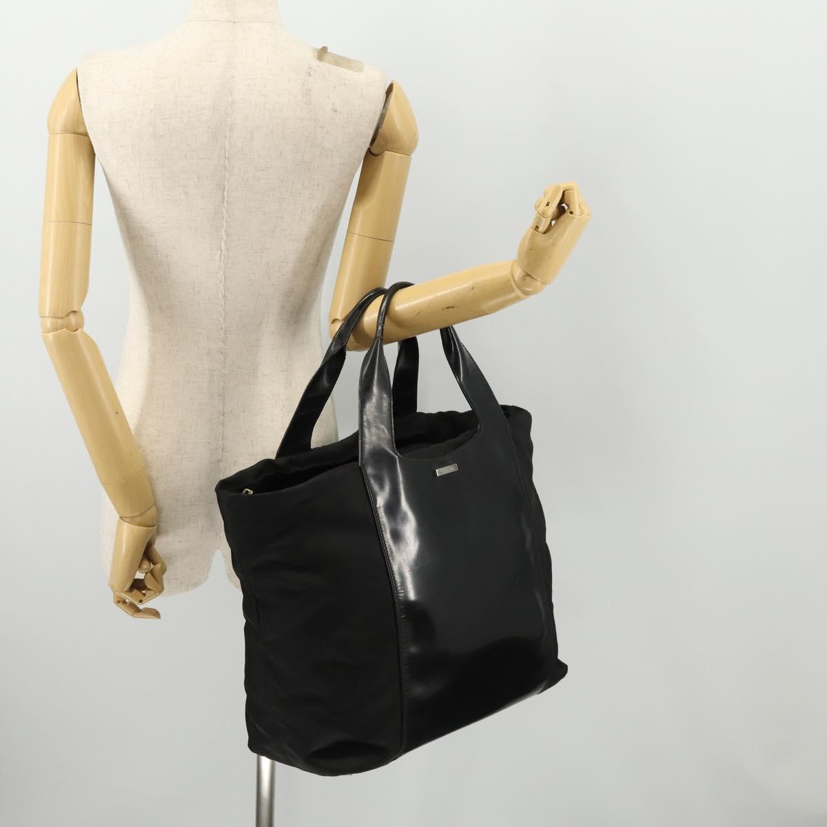 GUCCI Boston Bag Nylon Black Silver 019 2855 0530 508 Auth bs33595