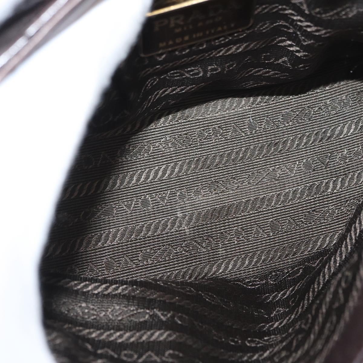 PRADA Chain Shoulder Bag Leather Brown Gold Auth bs33596