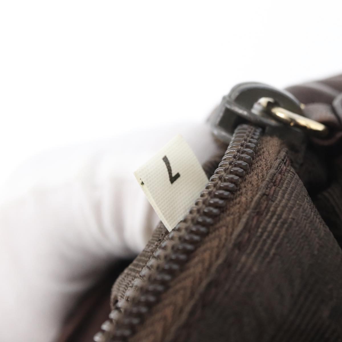 PRADA Chain Shoulder Bag Leather Brown Gold Auth bs33596