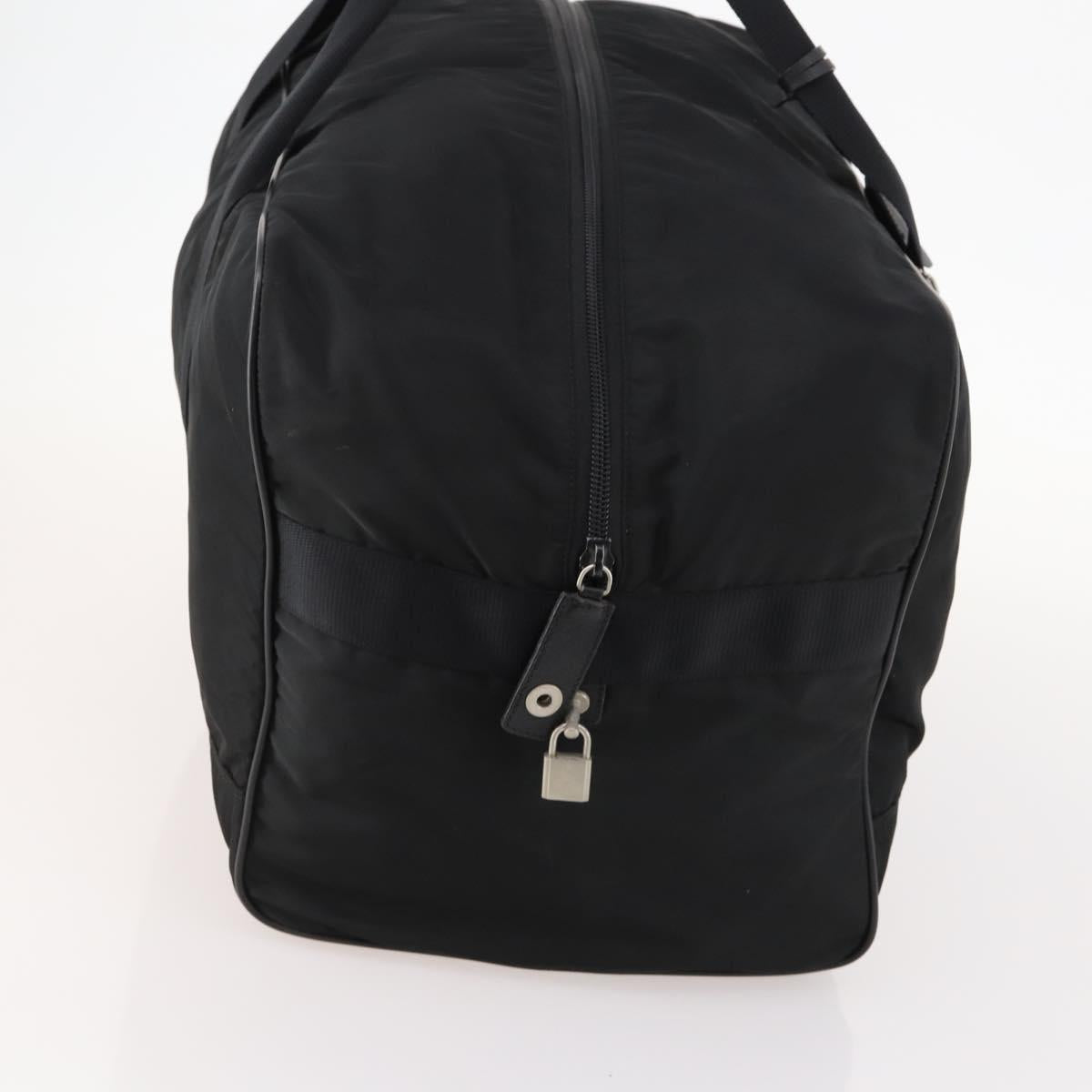 PRADA Boston Bag Nylon Black Silver Auth bs33603