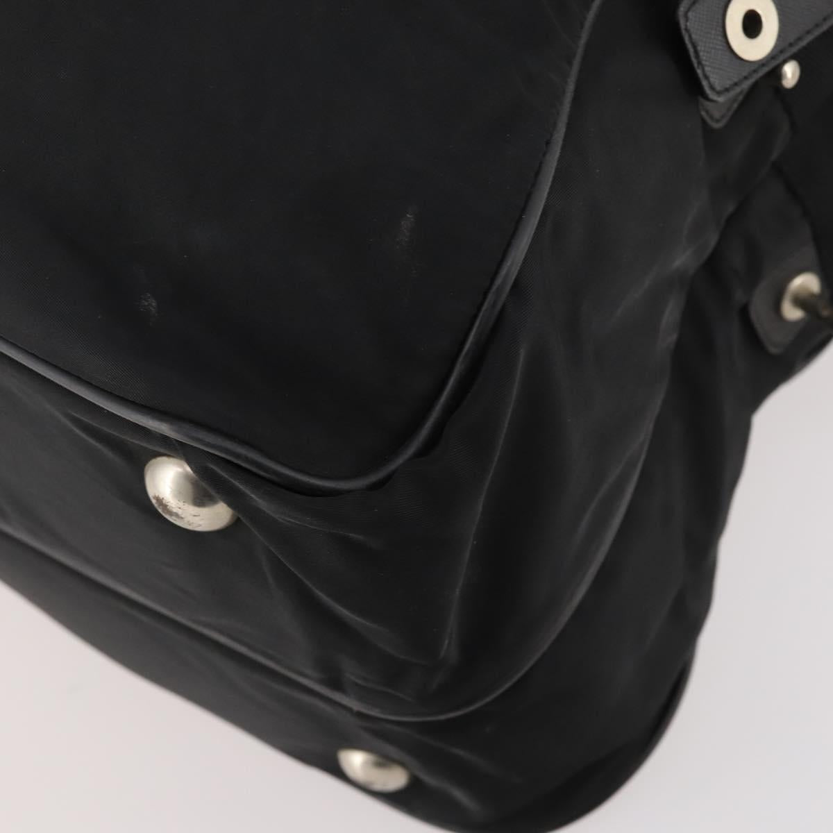 PRADA Boston Bag Nylon Black Silver Auth bs33605