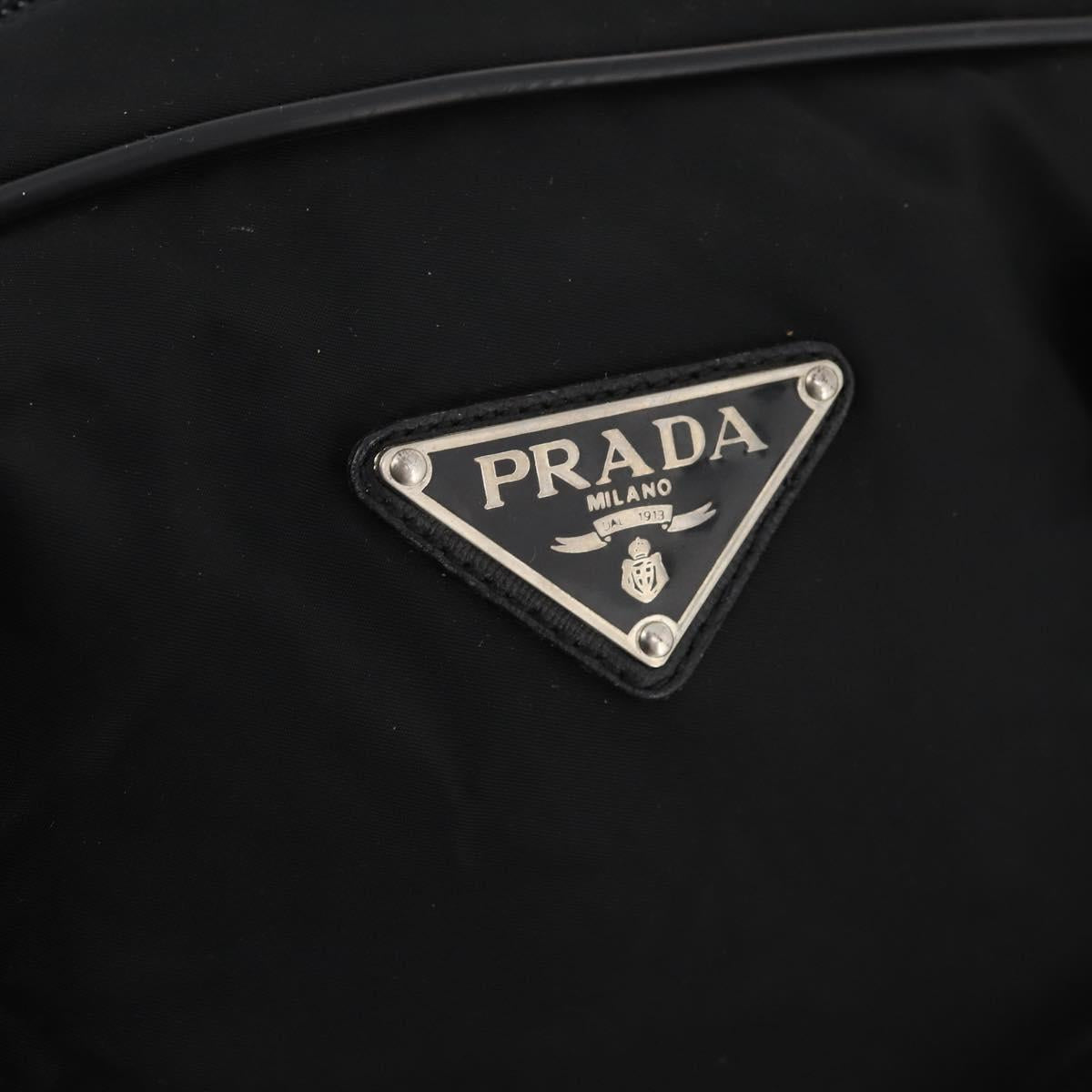 PRADA Boston Bag Nylon Black Silver Auth bs33605