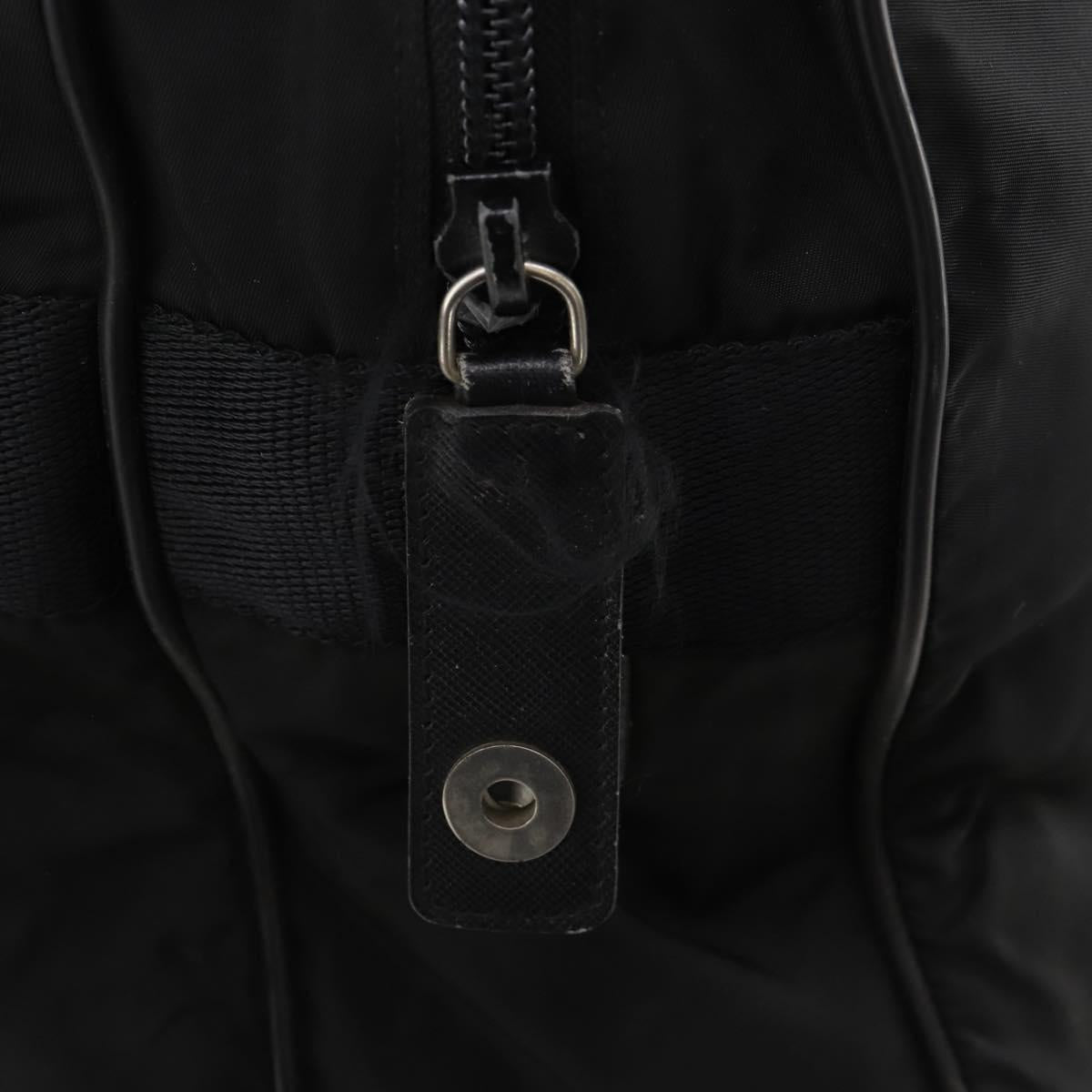 PRADA Boston Bag Nylon Black Silver Auth bs33605