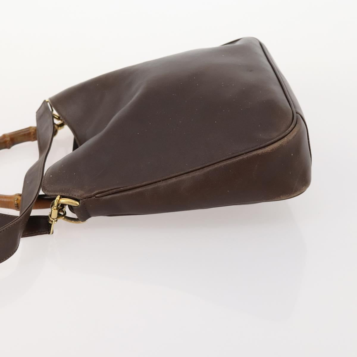 GUCCI Bamboo Hand Bag Leather 2way Brown Gold 001 3444 1638 Auth bs33606