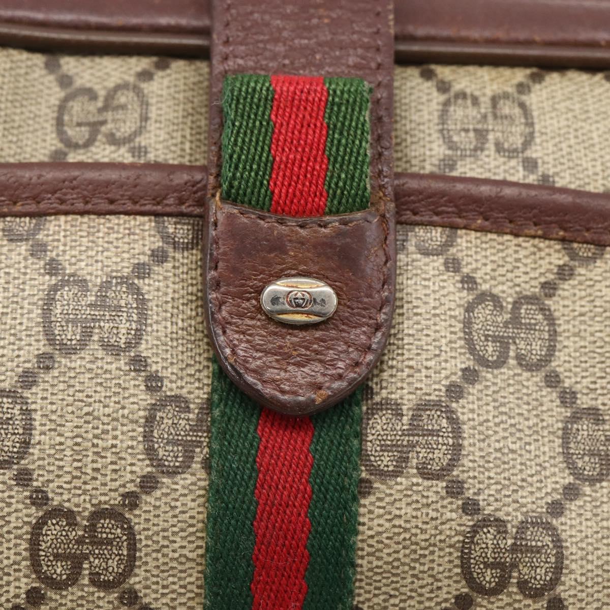 GUCCI GG Supreme Web Sherry Line Bag PVC Beige Gold 89 02 055 Auth bs33607