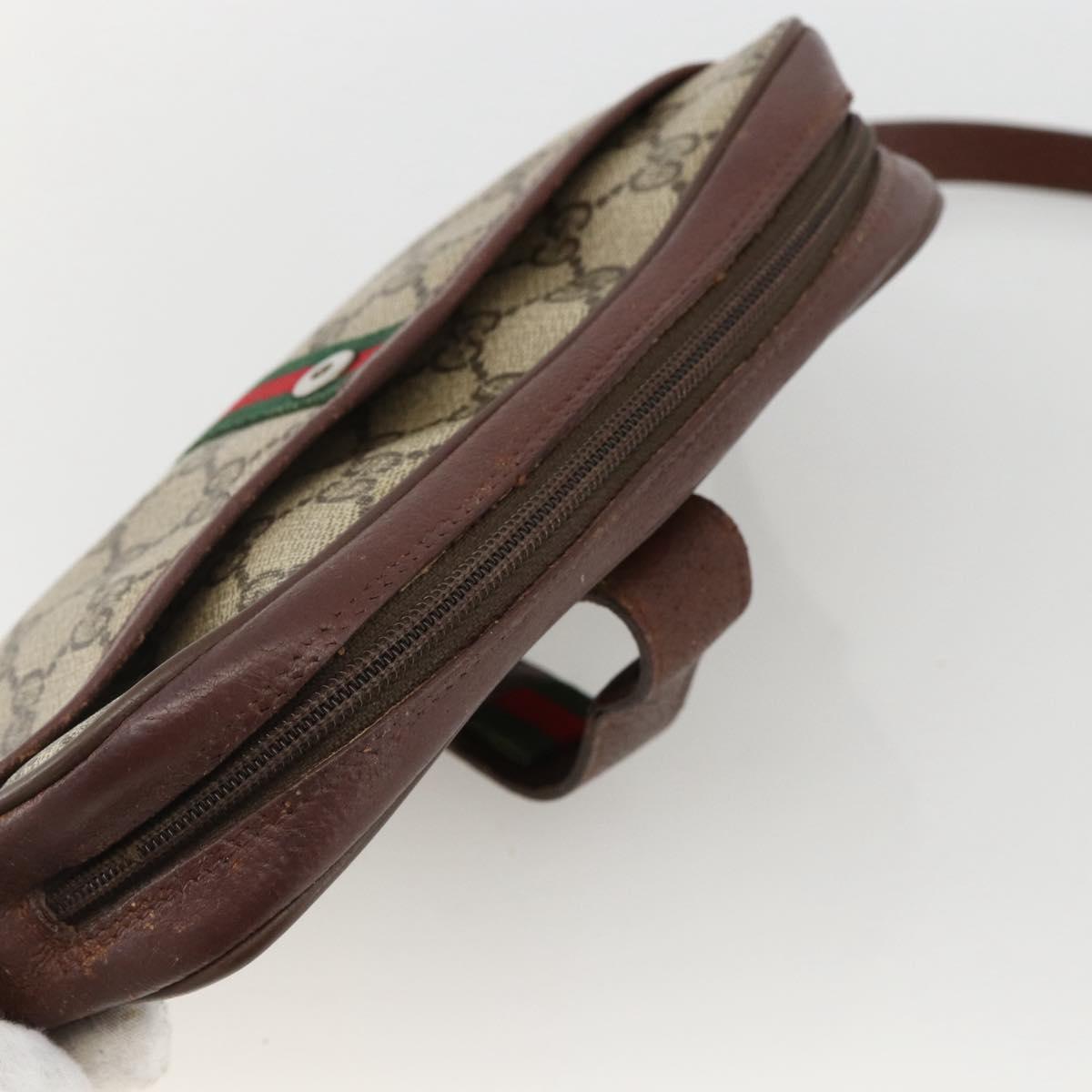 GUCCI GG Supreme Web Sherry Line Bag PVC Beige Gold 89 02 055 Auth bs33607