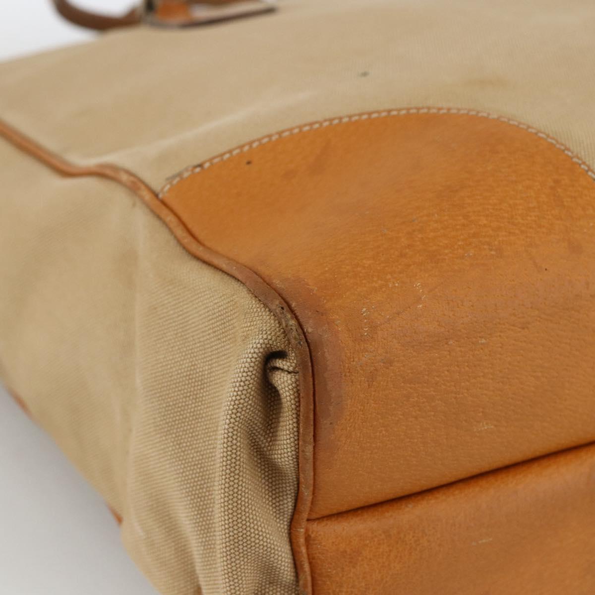 PRADA Hand Bag Canvas Beige Silver Auth bs33611