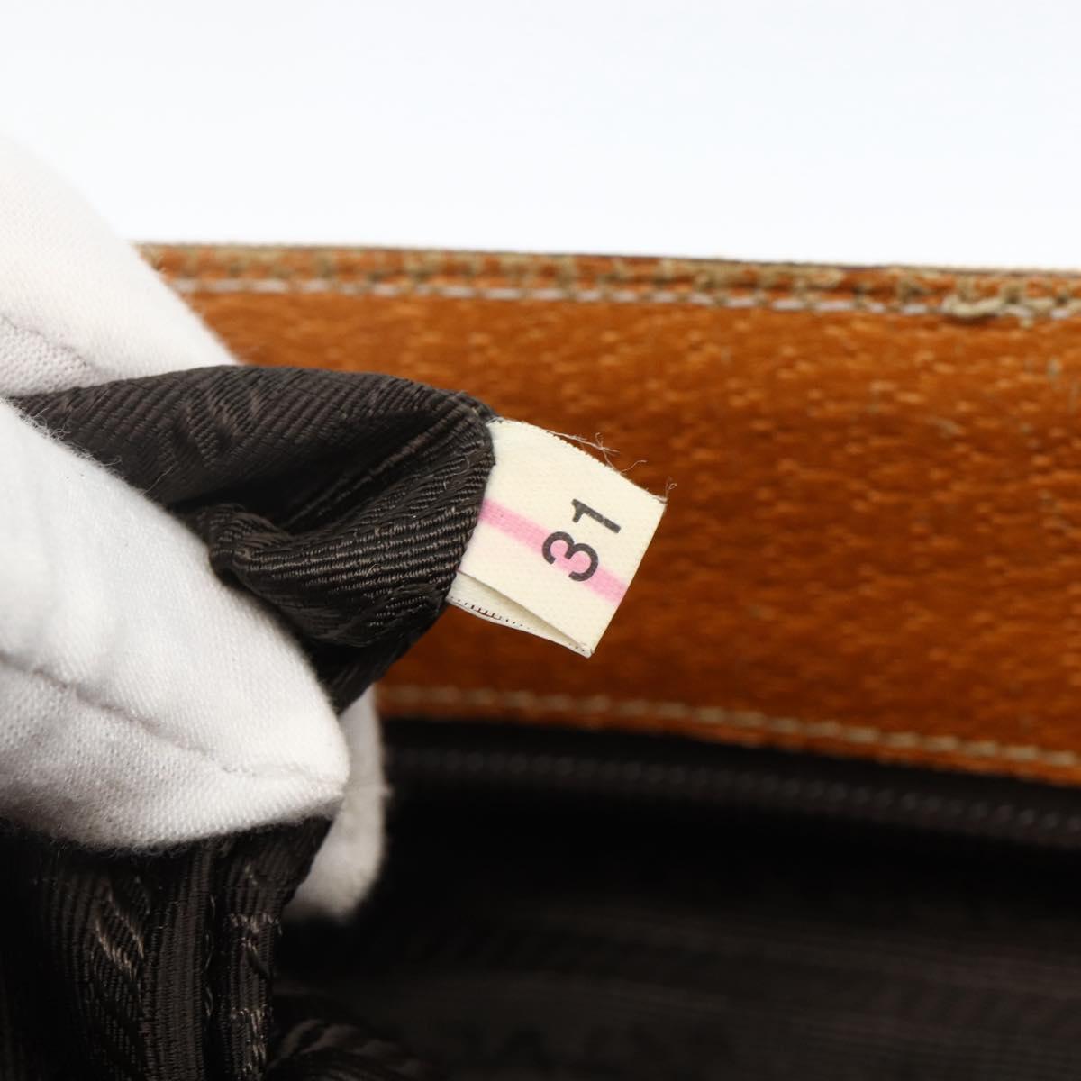 PRADA Hand Bag Canvas Beige Silver Auth bs33611