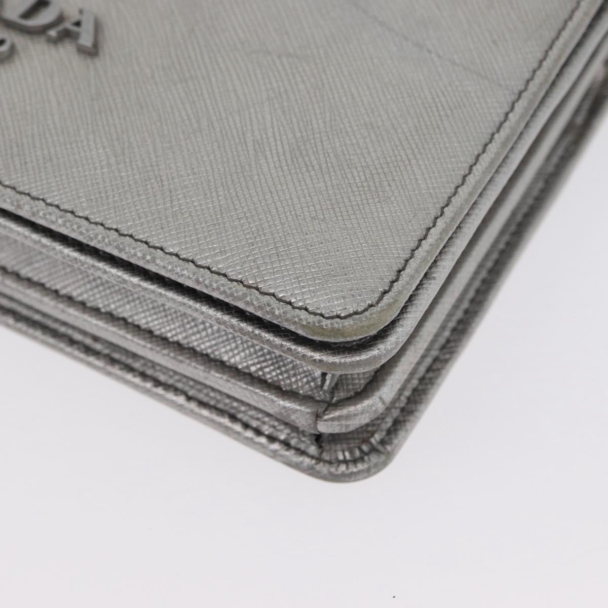 PRADA Chain Shoulder Bag Safiano leather Silver Auth bs33612