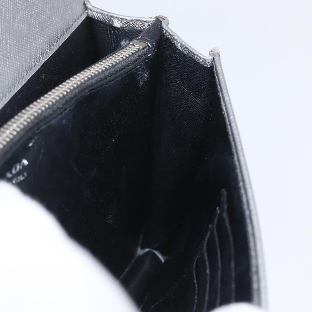 PRADA Chain Shoulder Bag Safiano leather Silver Auth bs33612