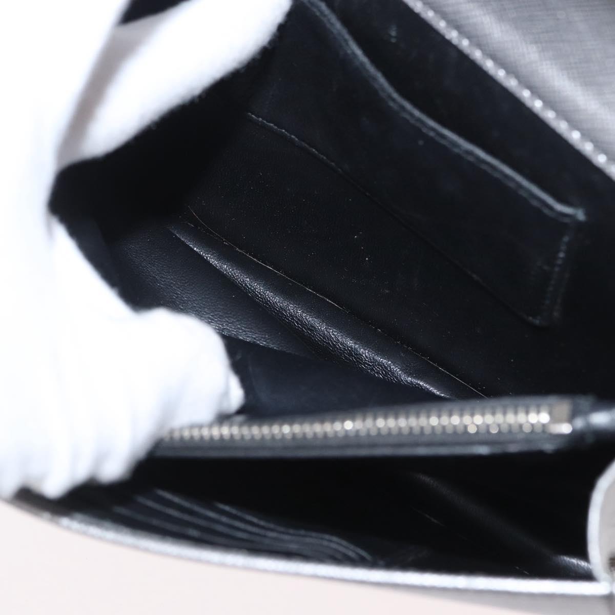 PRADA Chain Shoulder Bag Safiano leather Silver Auth bs33612