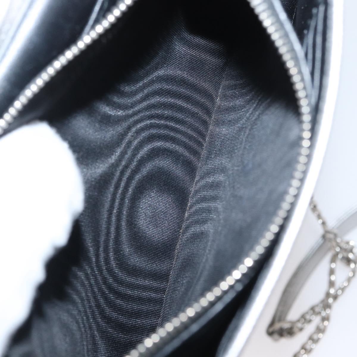 PRADA Chain Shoulder Bag Safiano leather Silver Auth bs33612