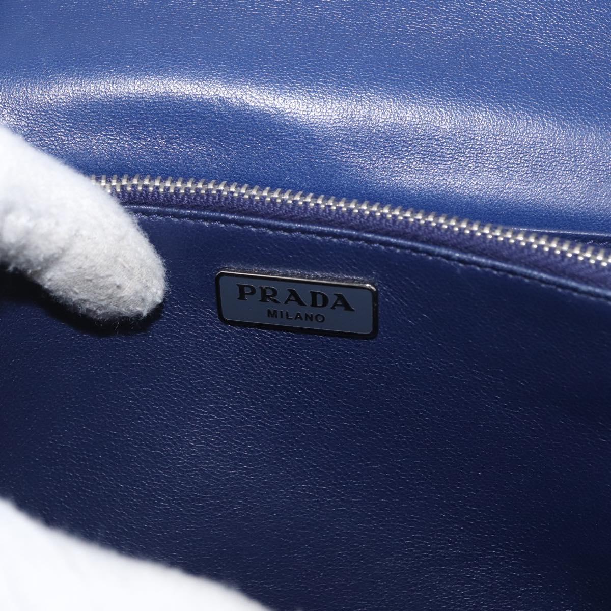 PRADA Shoulder Bag Leather Blue Silver Auth bs33613