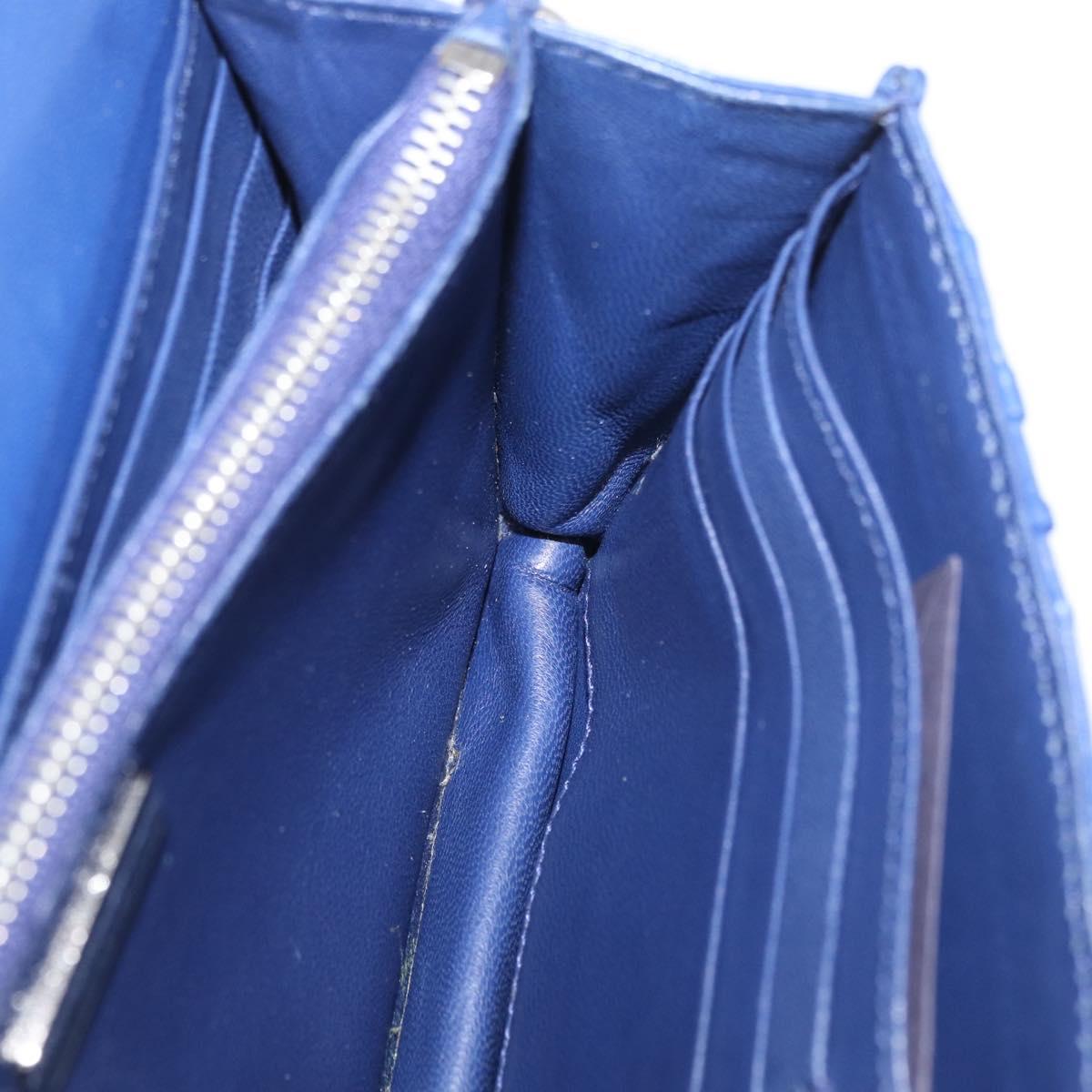 PRADA Shoulder Bag Leather Blue Silver Auth bs33613