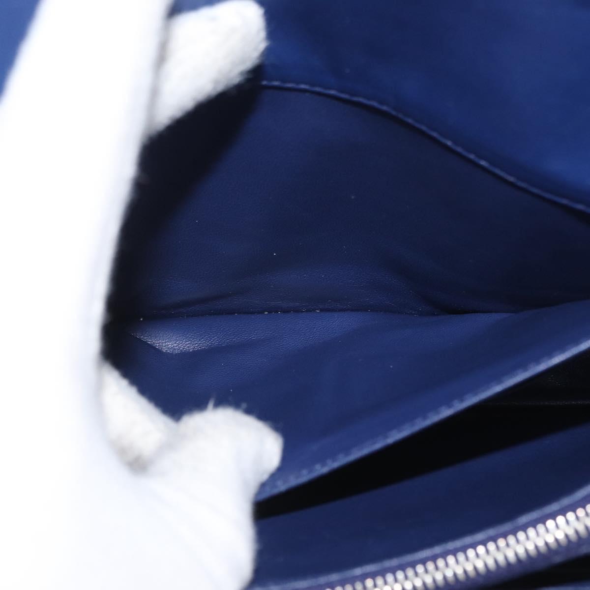 PRADA Shoulder Bag Leather Blue Silver Auth bs33613
