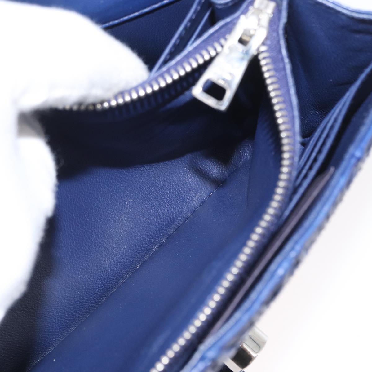 PRADA Shoulder Bag Leather Blue Silver Auth bs33613