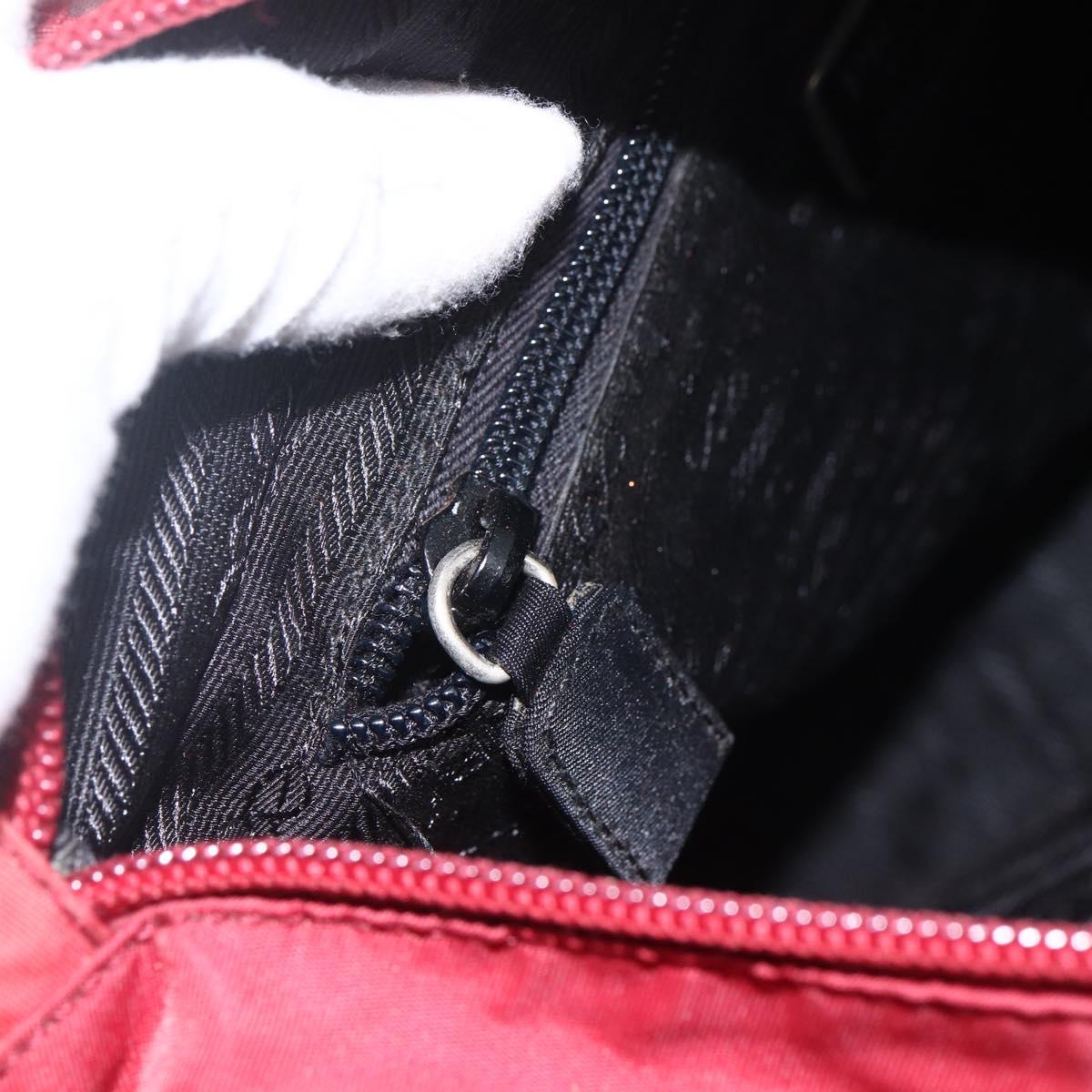 PRADA Hand Bag Nylon Red Silver Auth bs33614