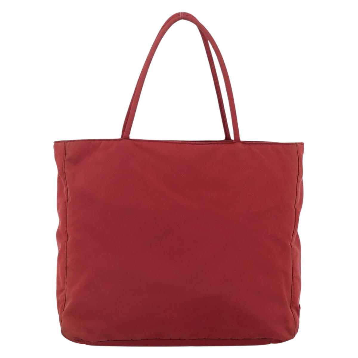 PRADA Hand Bag Nylon Red Silver Auth bs33614