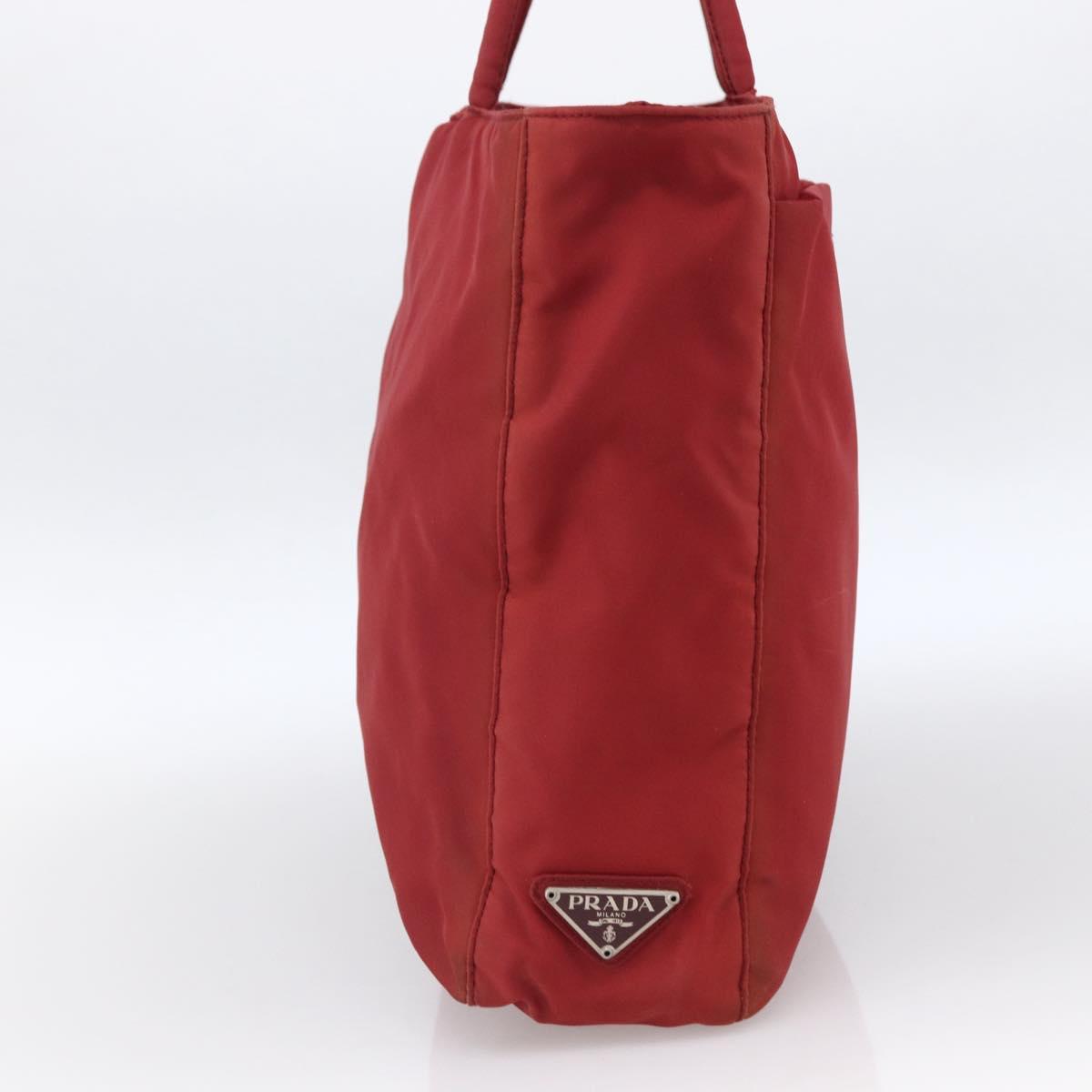 PRADA Hand Bag Nylon Red Silver Auth bs33614