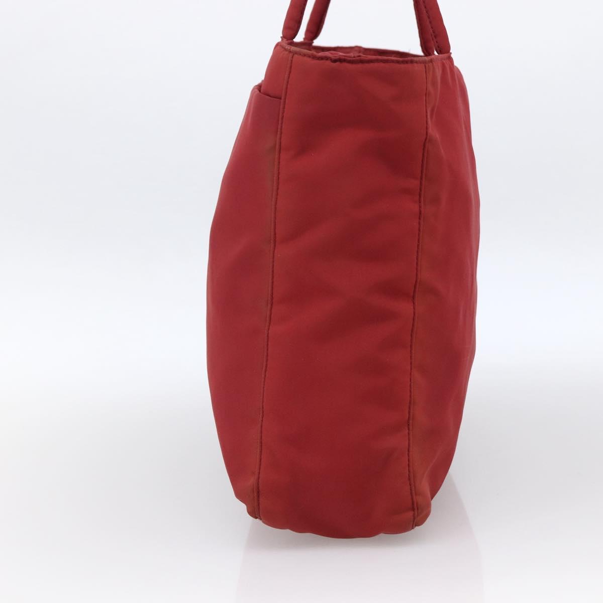 PRADA Hand Bag Nylon Red Silver Auth bs33614