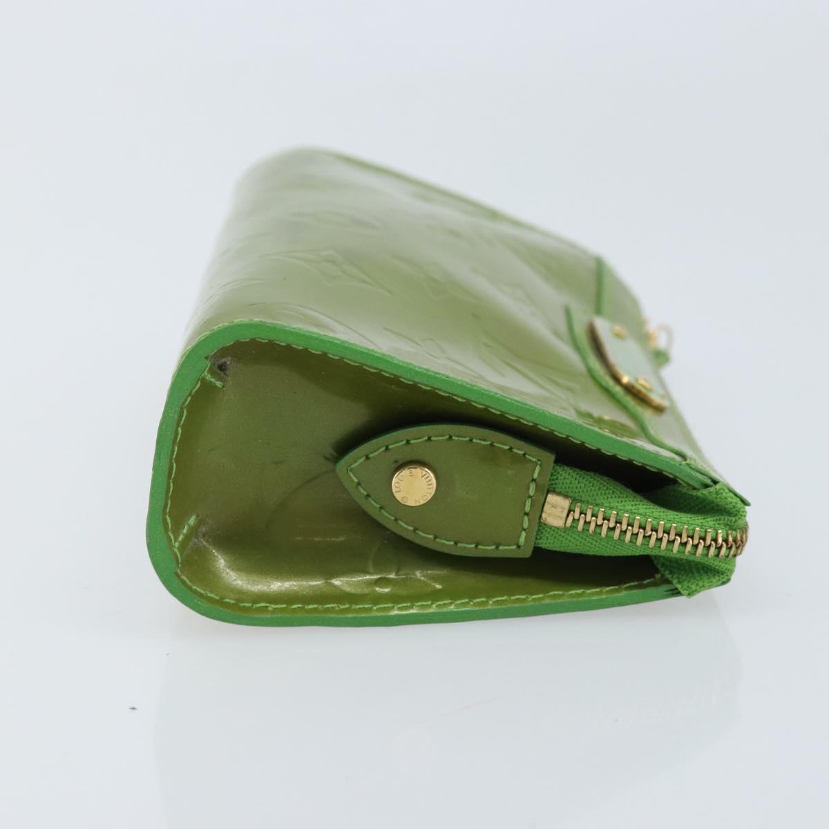 LOUIS VUITTON Monogram Vernis Trousse cosmetics Pouch Green M93649 Auth bs33617