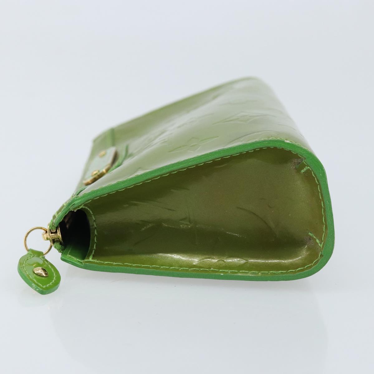 LOUIS VUITTON Monogram Vernis Trousse cosmetics Pouch Green M93649 Auth bs33617