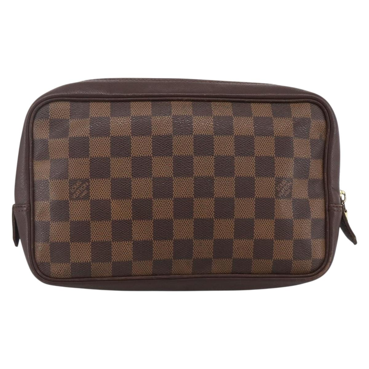 LOUIS VUITTON Damier Ebene Trousse Toilette Clutch Bag N47623 LV Auth bs33621