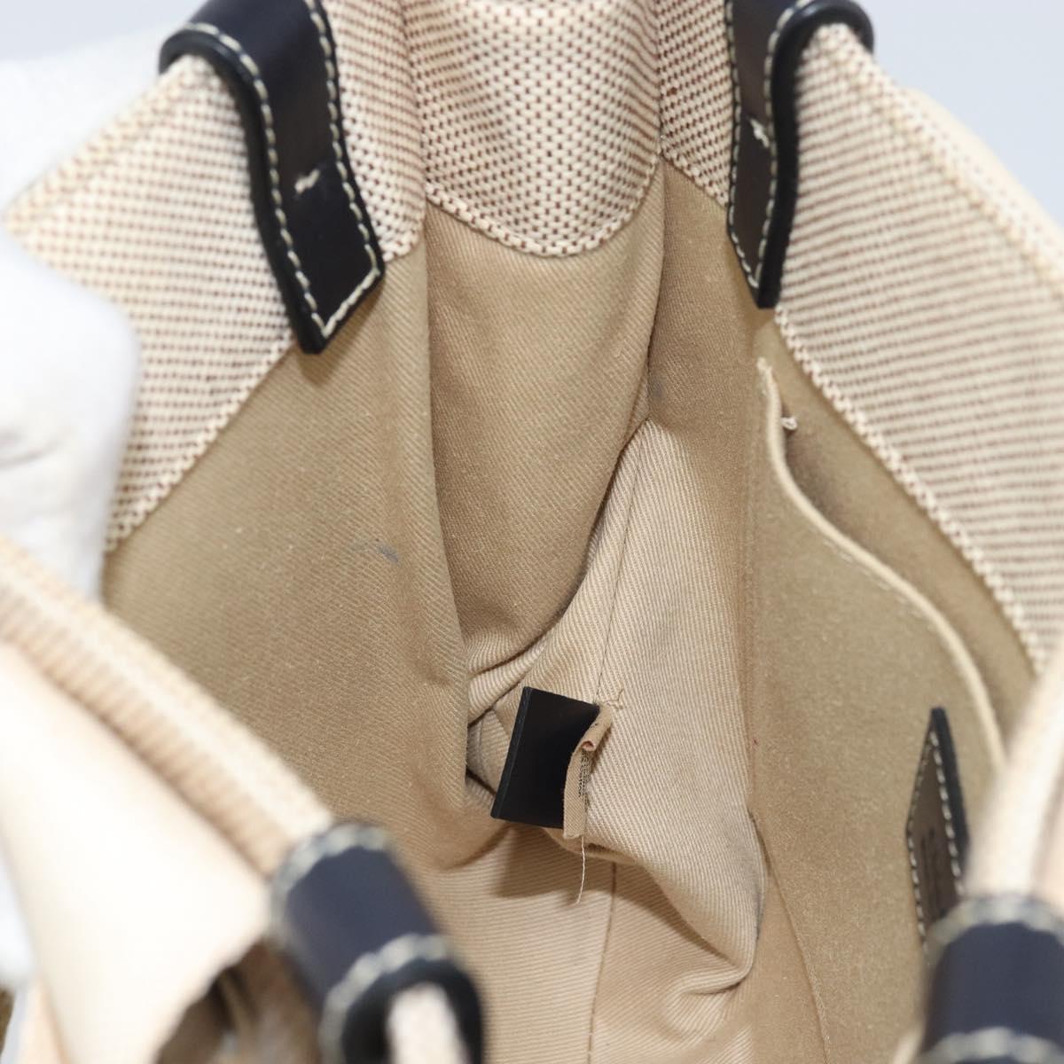 Chloe Woody Mini Hand Bag Canvas Beige Auth bs33627