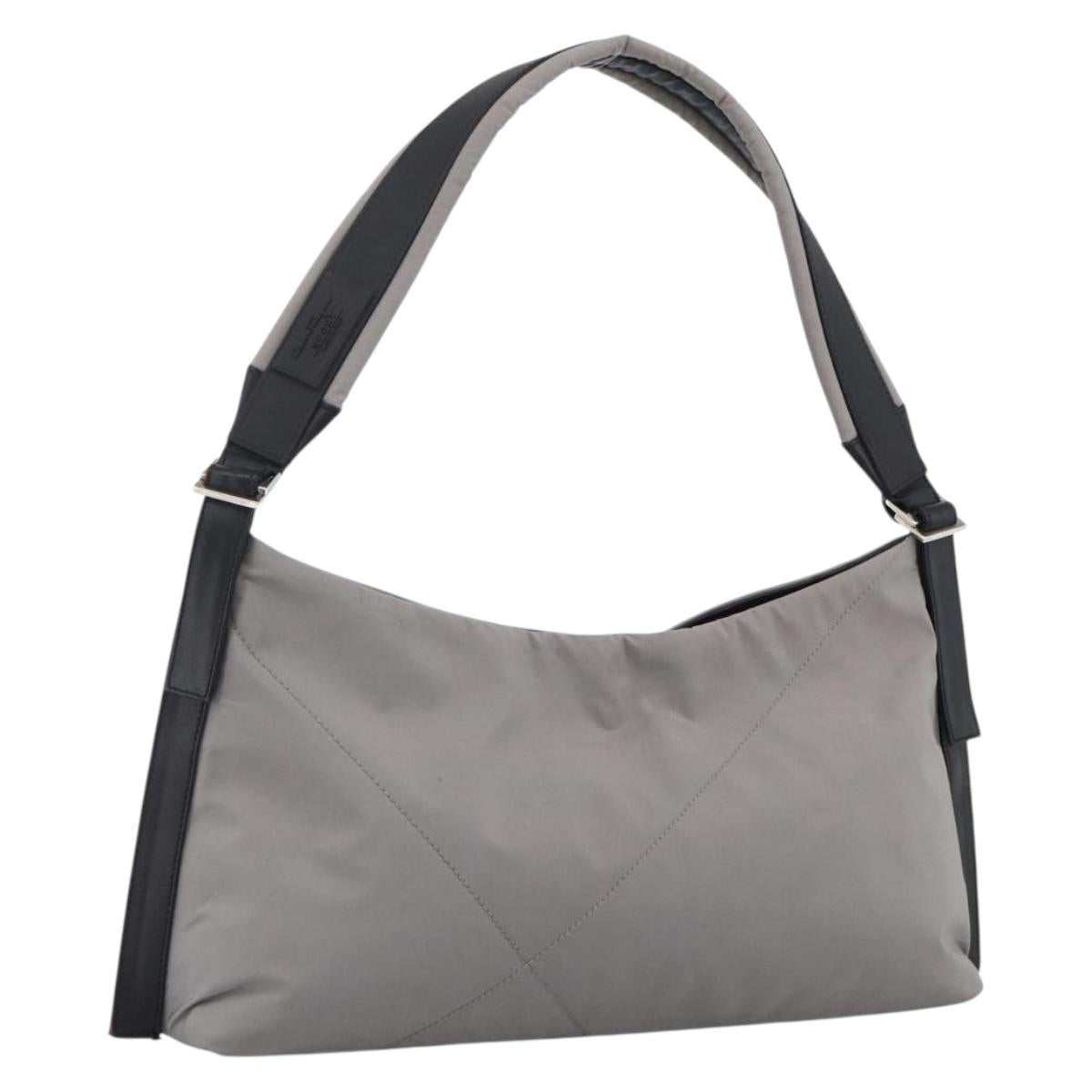 Salvatore Ferragamo Shoulder Bag Nylon Gray Silver Auth bs33629