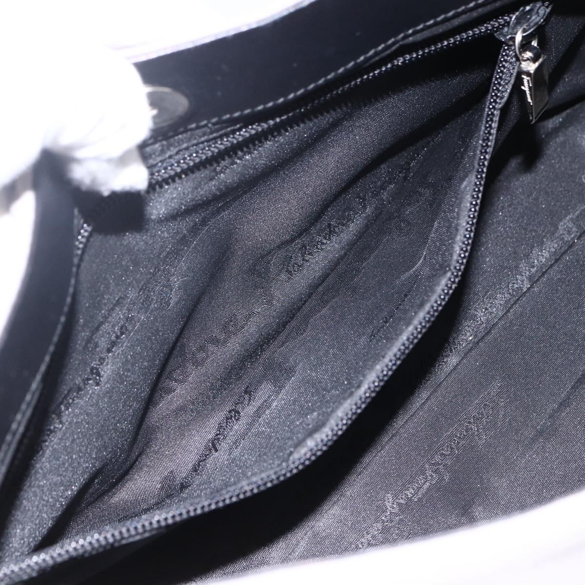 Salvatore Ferragamo Shoulder Bag Nylon Gray Silver Auth bs33629