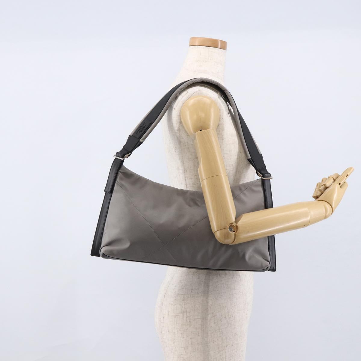 Salvatore Ferragamo Shoulder Bag Nylon Gray Silver Auth bs33629