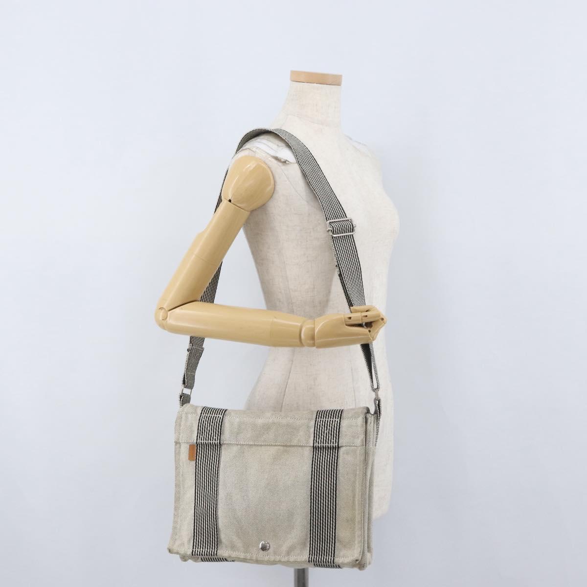 HERMES Fourre Tout Bassas PM Shoulder Bag Canvas Gray Auth bs33632