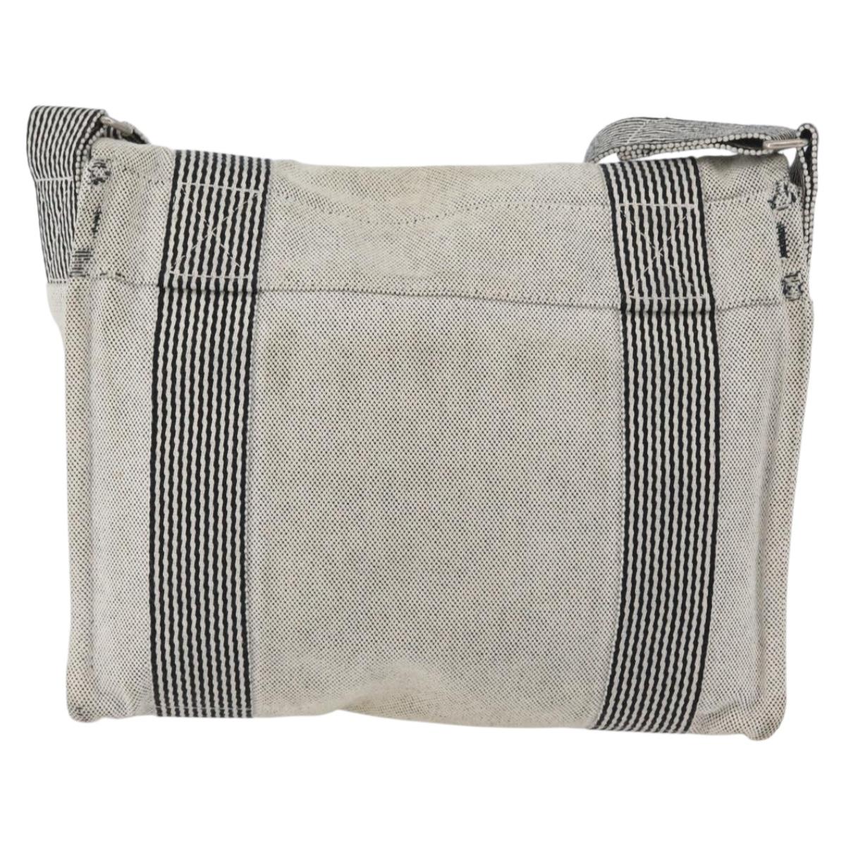 HERMES Fourre Tout Bassas PM Shoulder Bag Canvas Gray Auth bs33632
