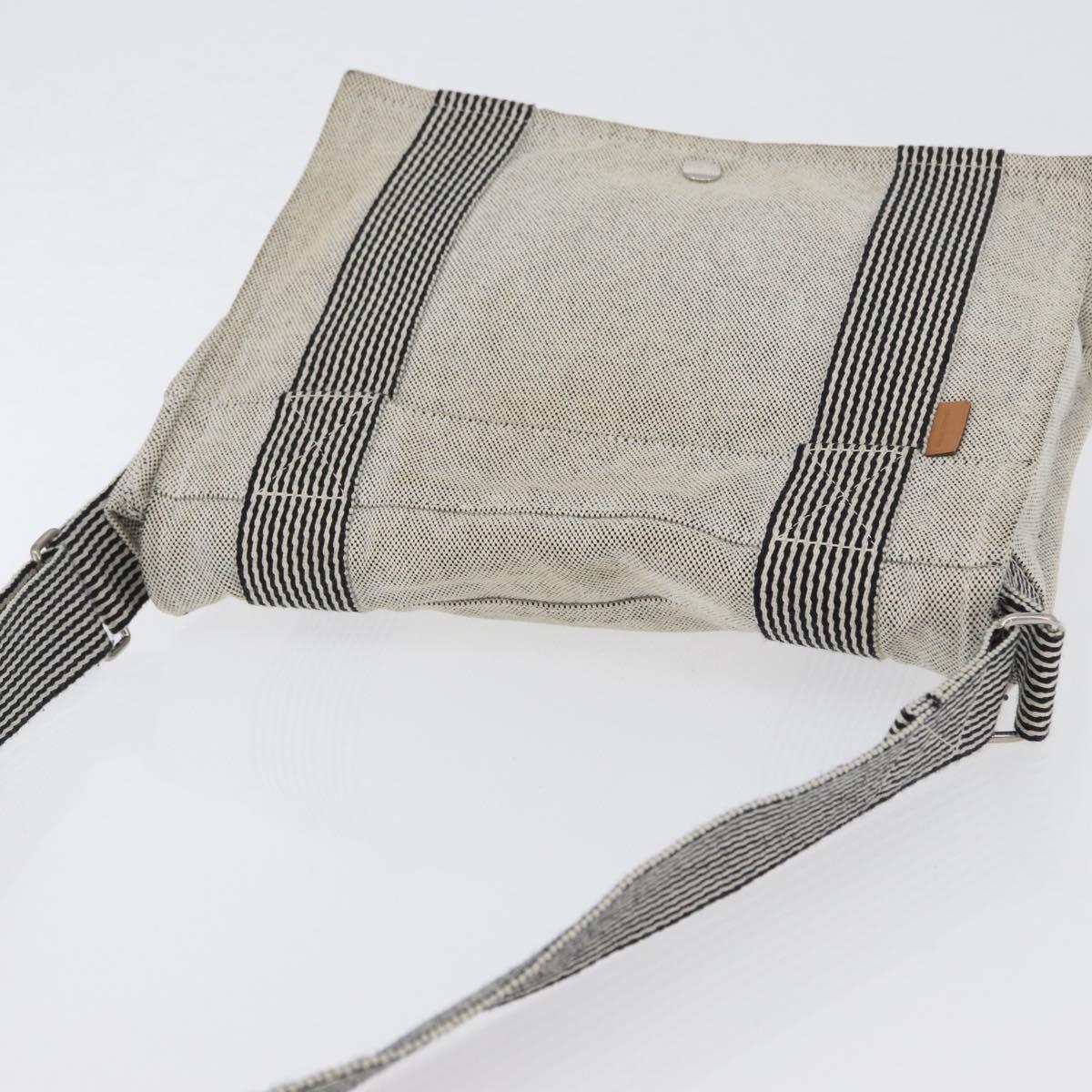 HERMES Fourre Tout Bassas PM Shoulder Bag Canvas Gray Auth bs33632