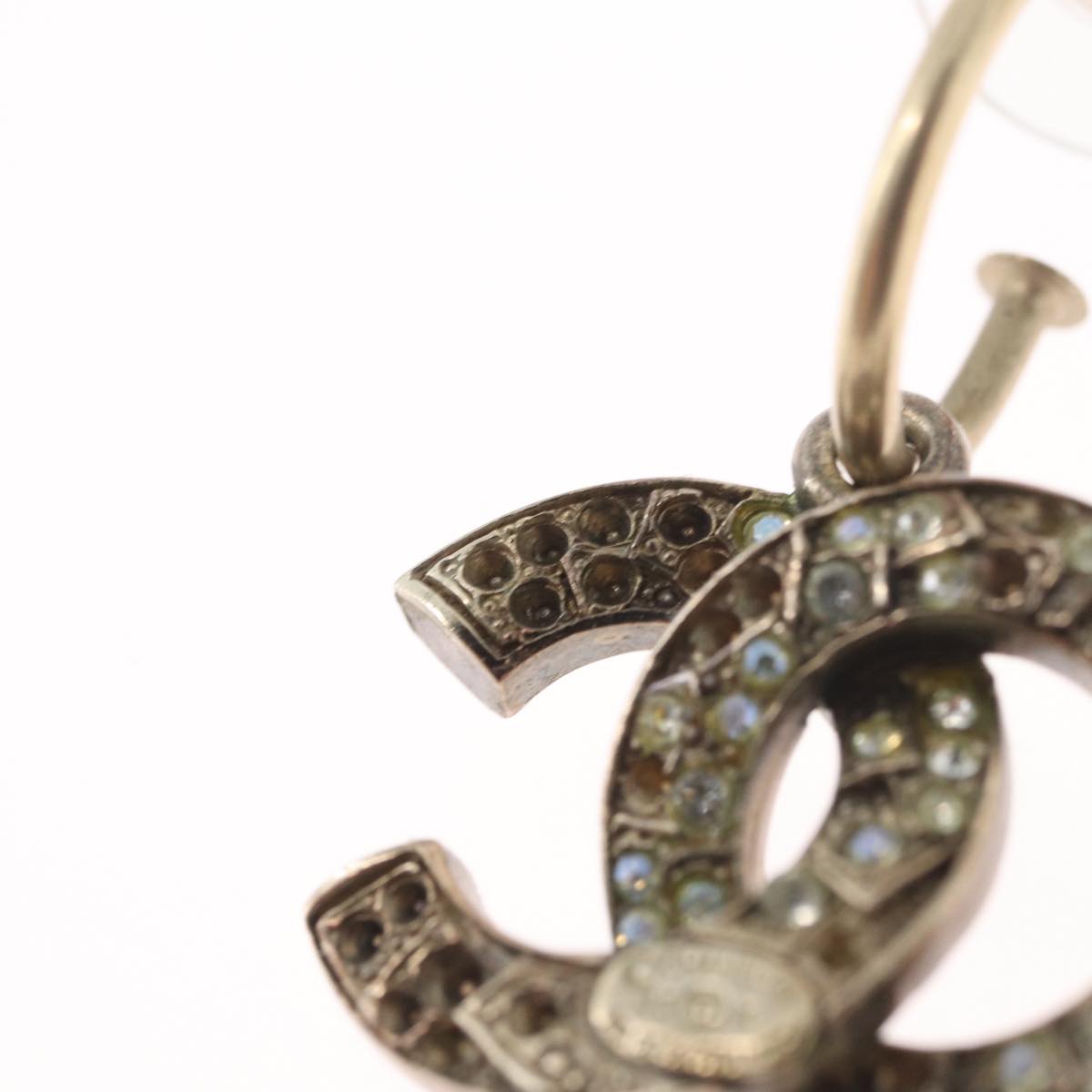 CHANEL Pierce Earring metal Silver CC Auth bs33640