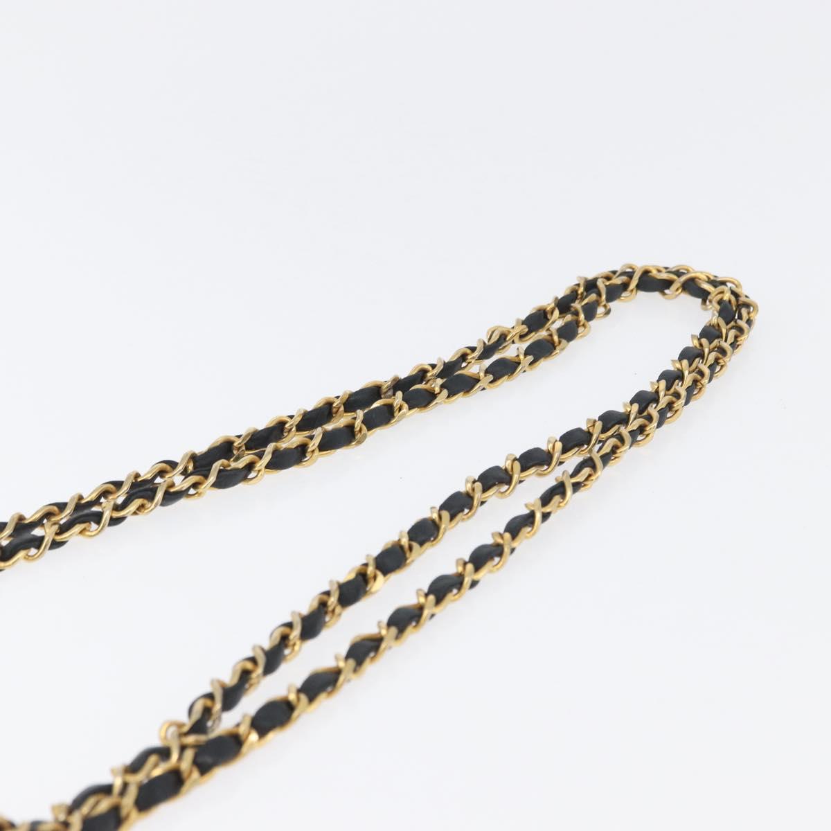 CHANEL Matelasse Chain Shoulder Bag Lamb Skin Black Gold CC Auth bs33643