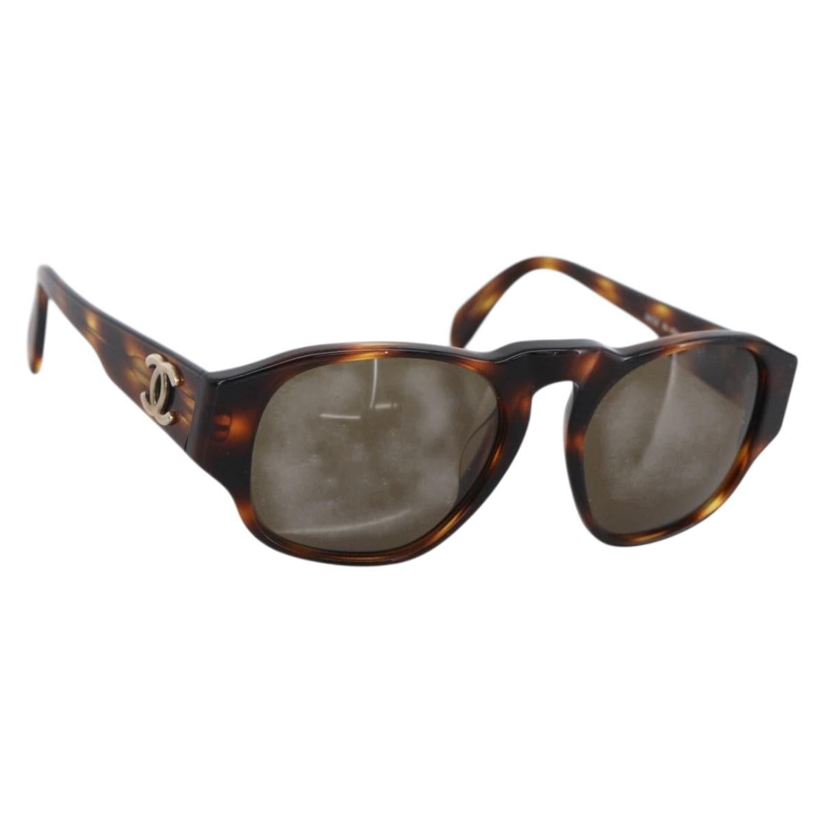 CHANEL Sunglasses plastic Brown CC Auth bs33644