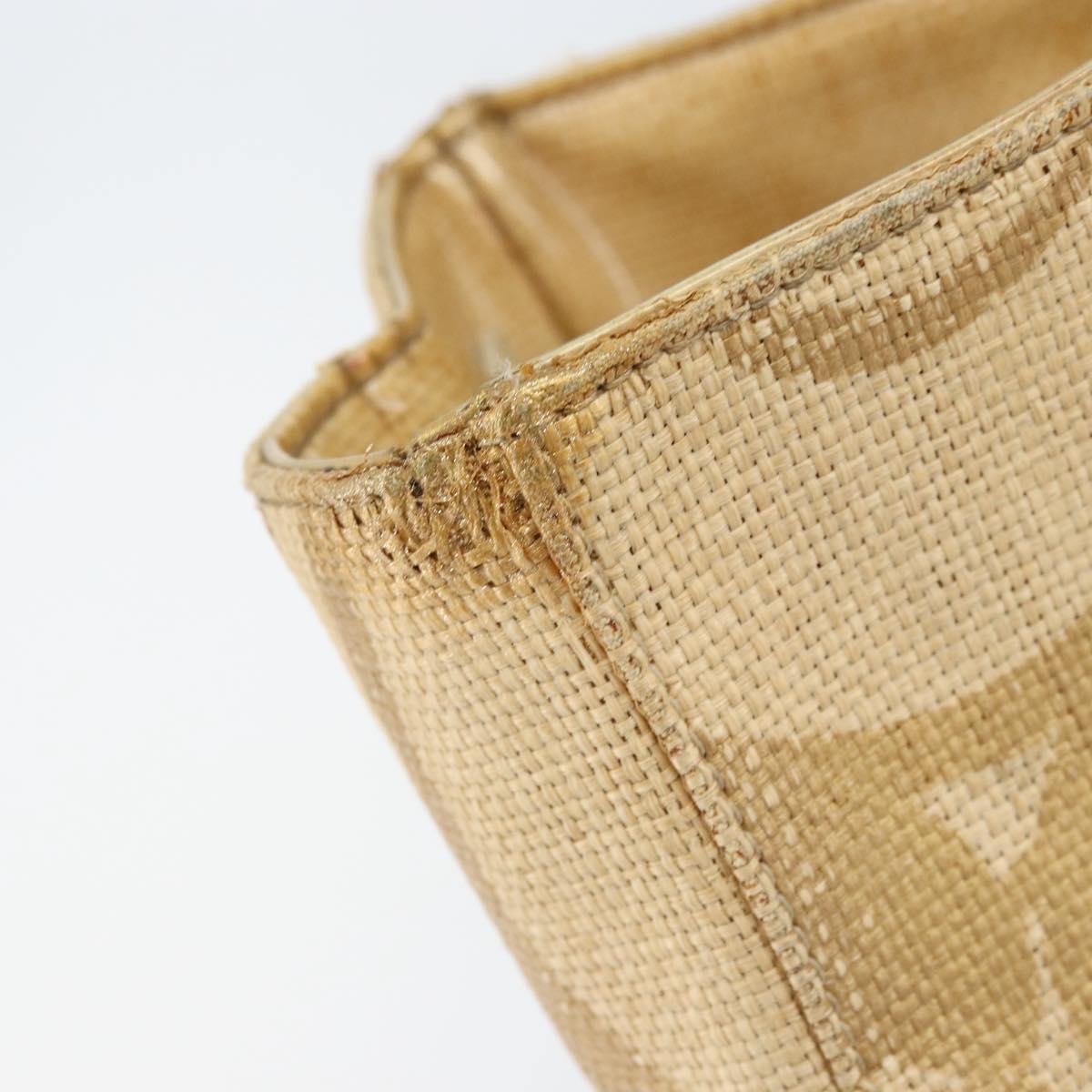 CHANEL Tote Bag Straw Beige Gold CC Auth bs33645