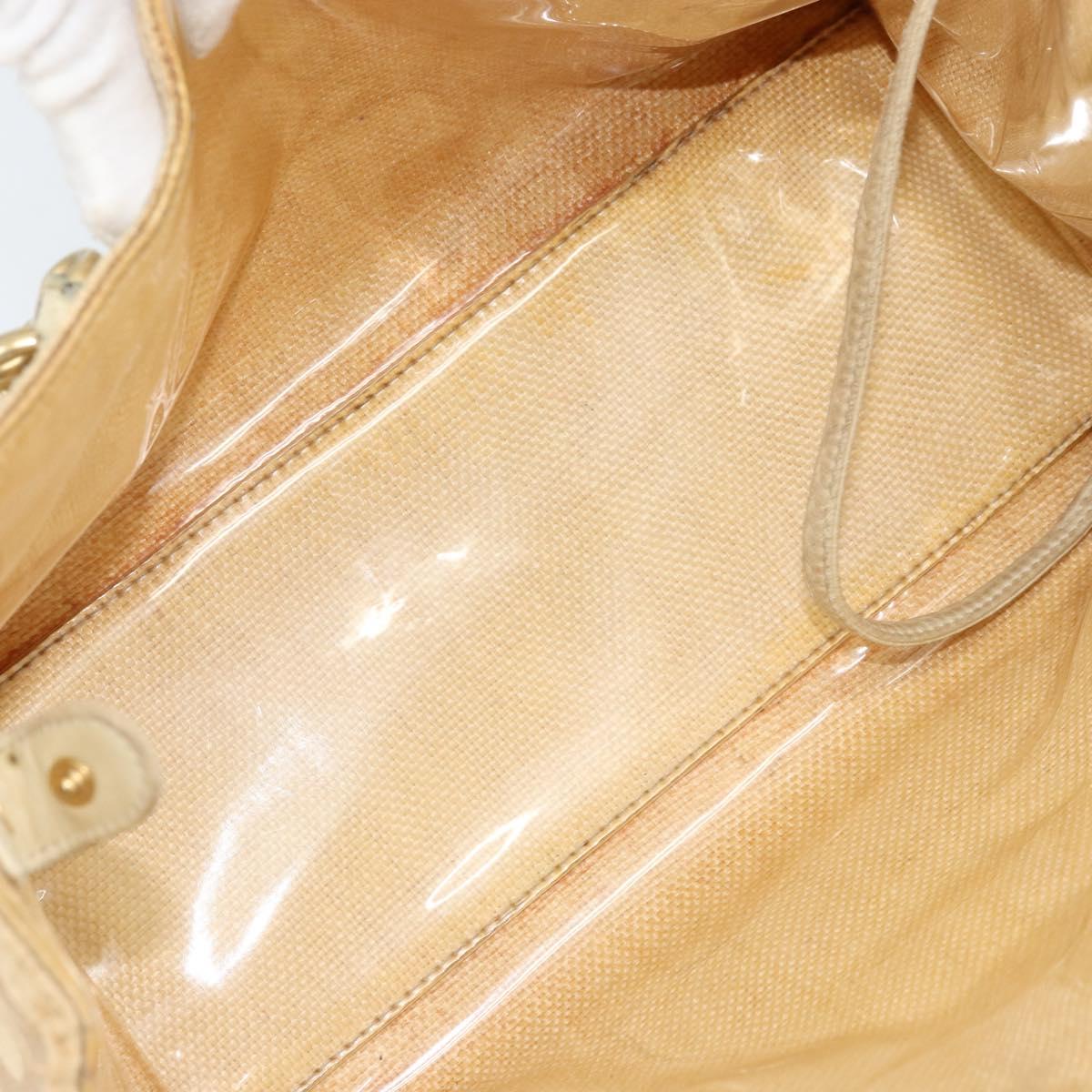 CHANEL Tote Bag Straw Beige Gold CC Auth bs33645