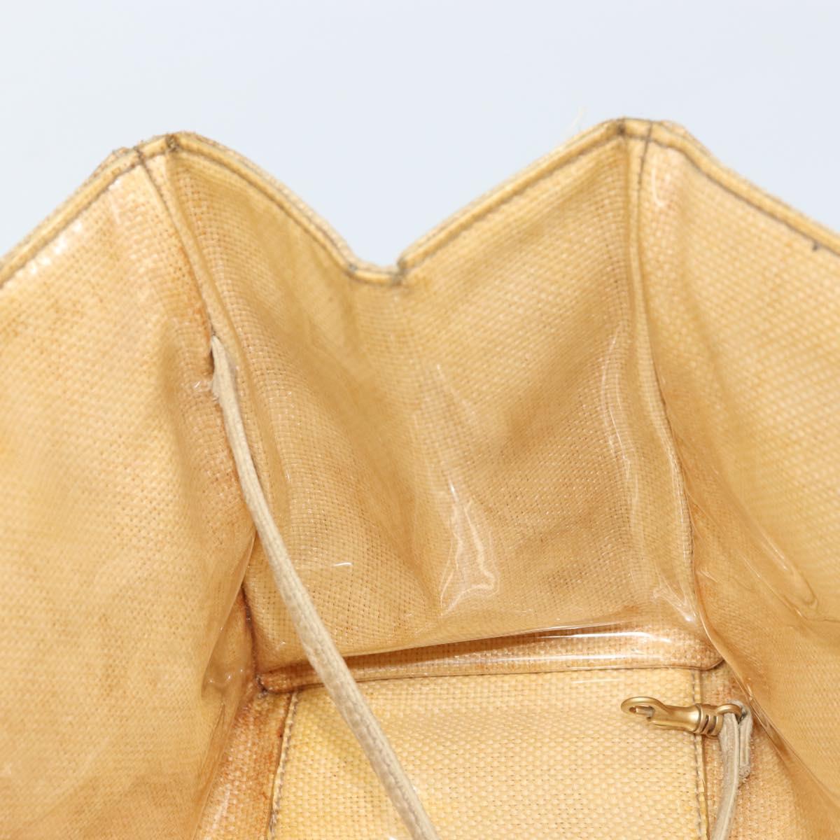 CHANEL Tote Bag Straw Beige Gold CC Auth bs33645