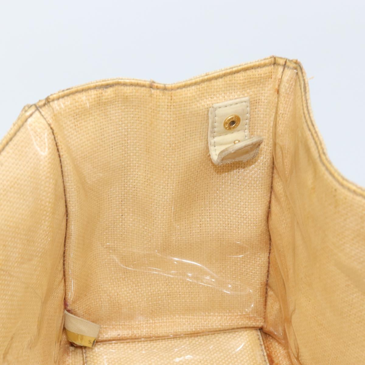 CHANEL Tote Bag Straw Beige Gold CC Auth bs33645