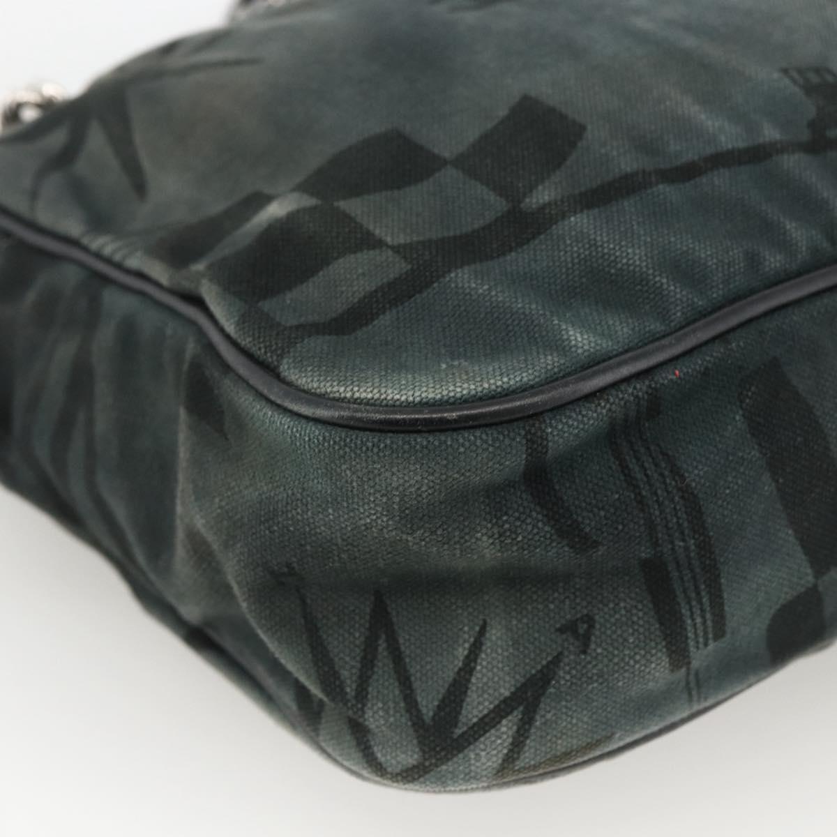 CHANEL Chain Shoulder Bag Canvas Black Silver CC Auth bs33649