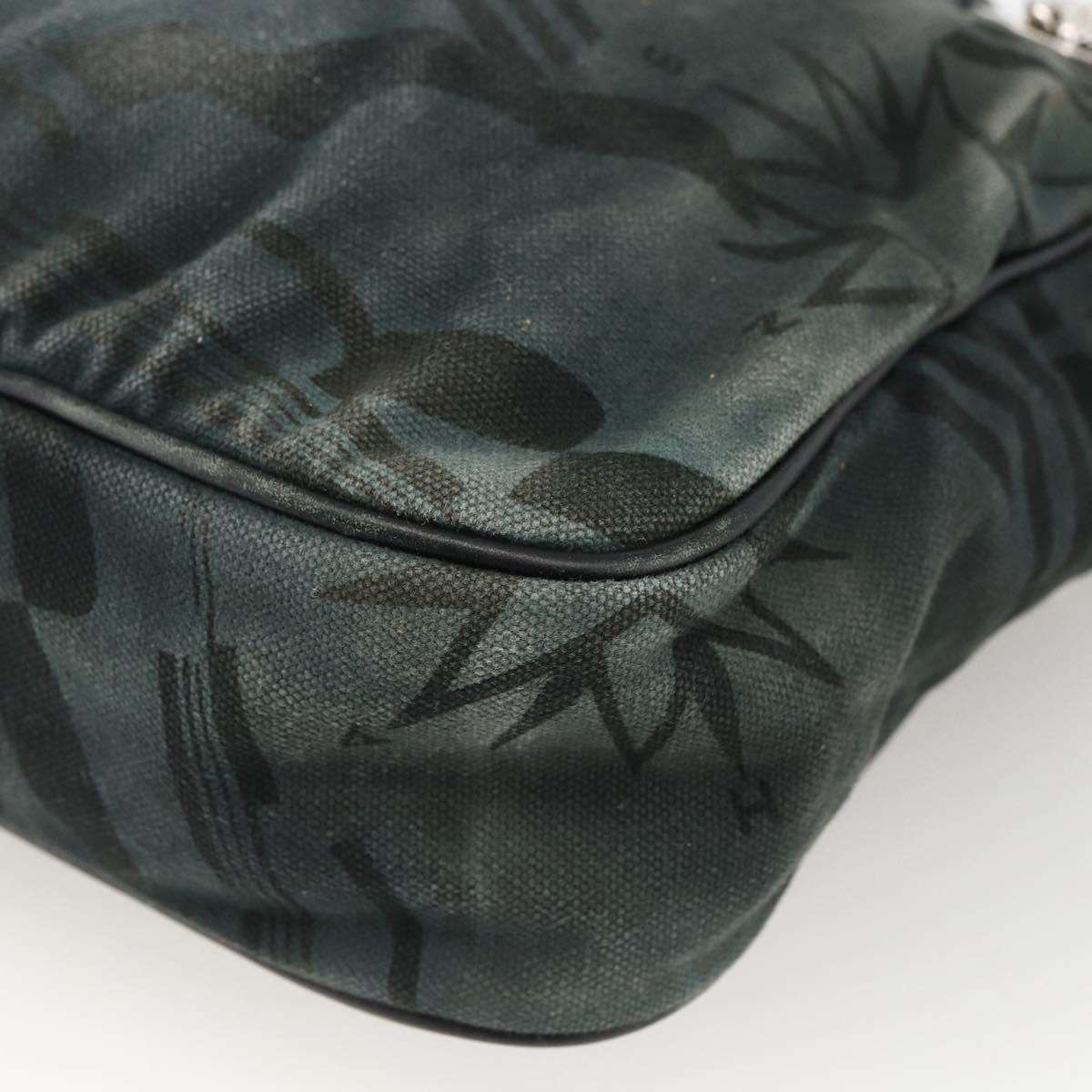 CHANEL Chain Shoulder Bag Canvas Black Silver CC Auth bs33649