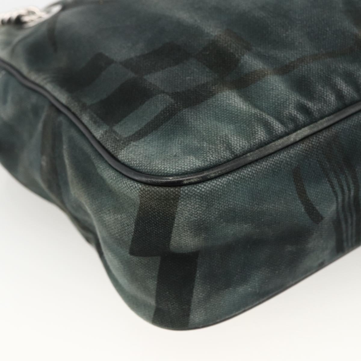 CHANEL Chain Shoulder Bag Canvas Black Silver CC Auth bs33649