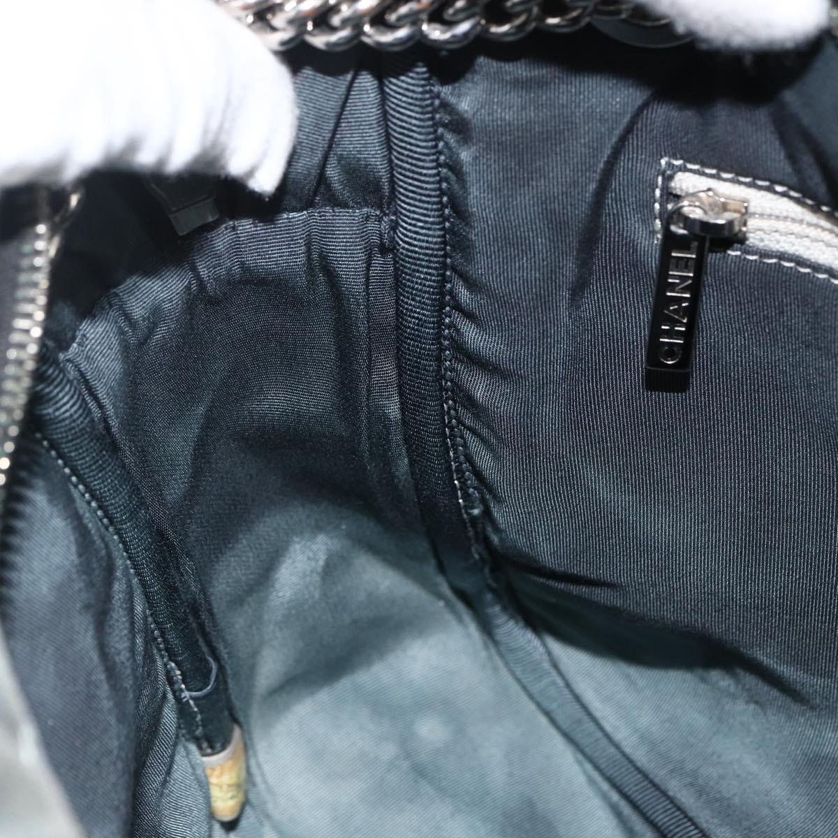 CHANEL Chain Shoulder Bag Canvas Black Silver CC Auth bs33649