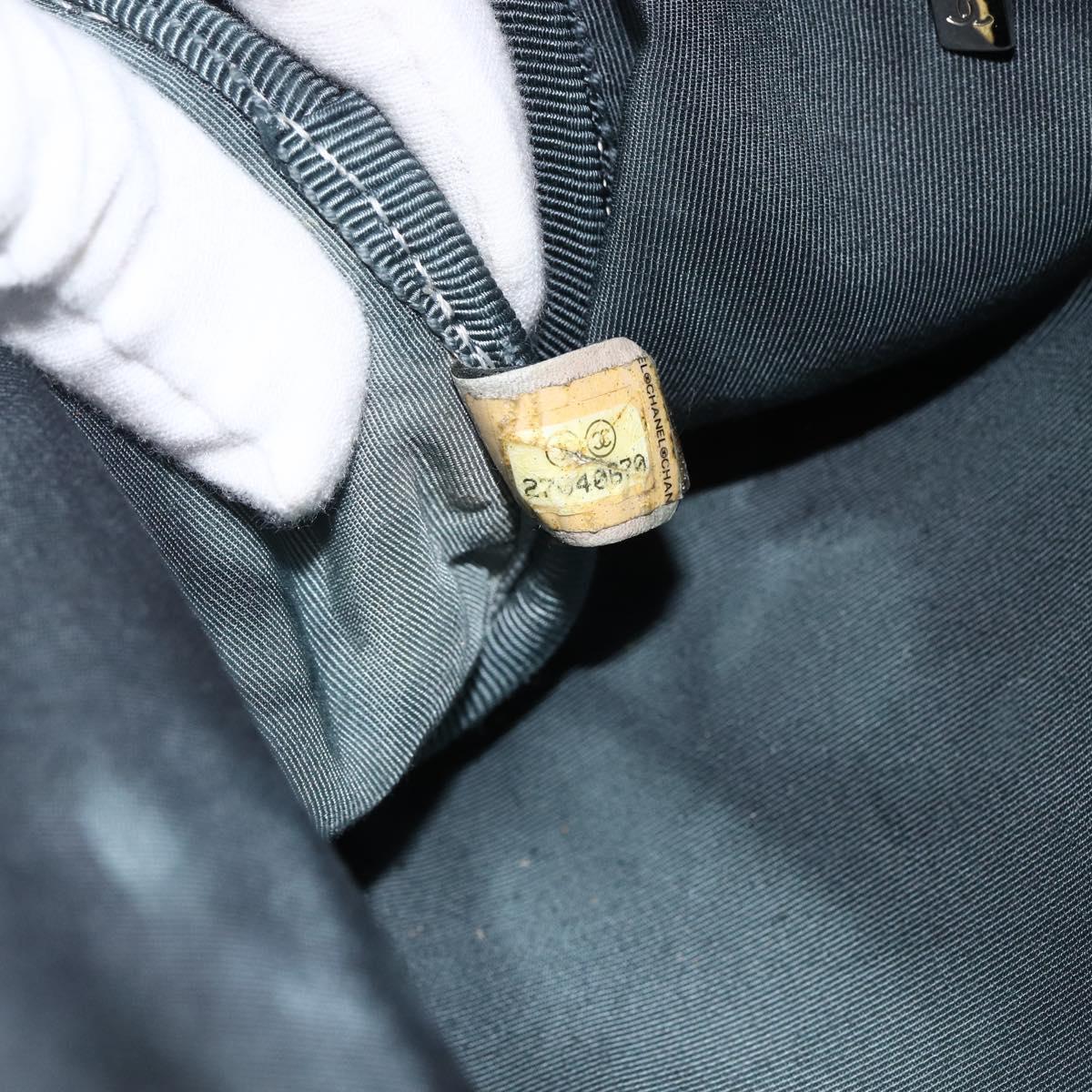 CHANEL Chain Shoulder Bag Canvas Black Silver CC Auth bs33649