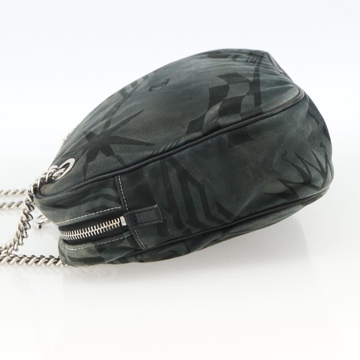 CHANEL Chain Shoulder Bag Canvas Black Silver CC Auth bs33649