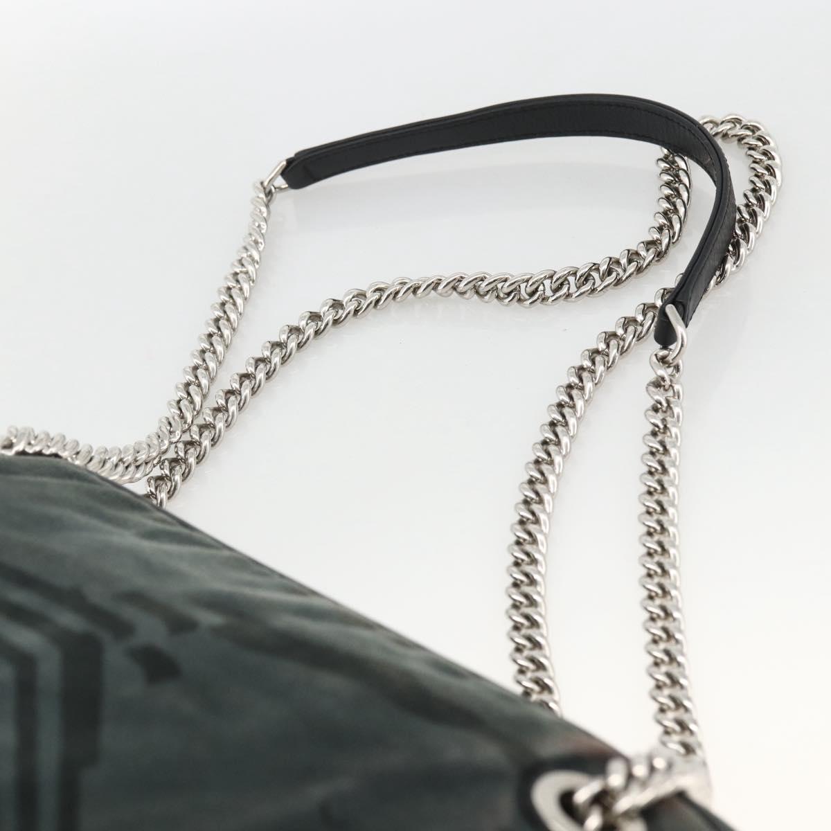 CHANEL Chain Shoulder Bag Canvas Black Silver CC Auth bs33649